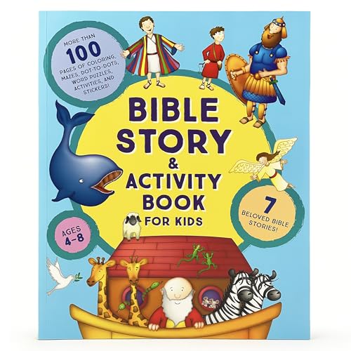 Beispielbild fr Bible Story and Activity Book for Kids Ages 4 to 8: Over 100 Colorful Activities including Coloring, Puzzles, Mazes, Connect the Dots, Drawing, and Stickers zum Verkauf von Red's Corner LLC