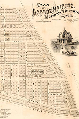 Stock image for 1873 Plan of Lagoon Heights, Martha's Vineyard, Massachusetts - A Poetose Notebook / Journal / Diary (50 pages/25 sheets) for sale by Revaluation Books