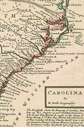 Stock image for 1732 Map of Carolina - a Poetose Notebook / Journal / Diary (50 Pages/25 Sheets) for sale by Revaluation Books