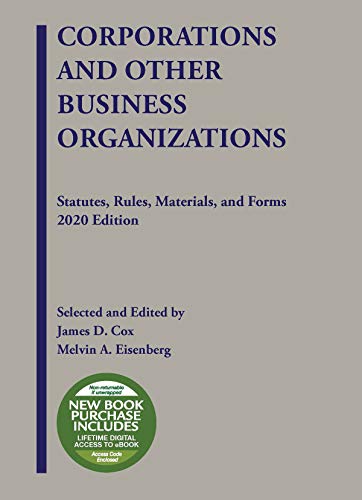 Stock image for Corporations and Other Business Organizations, Statutes, Rules, Materials, and Forms, 2020 (Selected Statutes) for sale by ThriftBooks-Atlanta