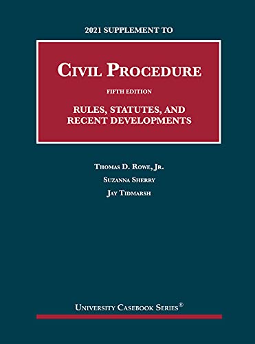 Beispielbild fr 2021 Supplement to Civil Procedure, 5th, Rules, Statutes, and Recent Developments zum Verkauf von Better World Books