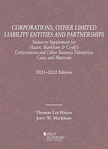 Beispielbild fr Corporations, Other Limited Liability Entities and Partnerships, Statutory Supplement, 2021-2022 zum Verkauf von Better World Books