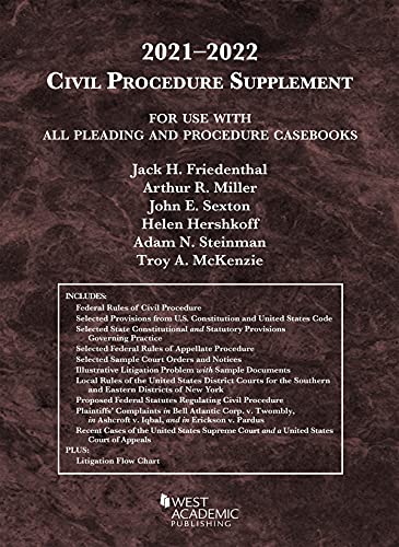 Beispielbild fr Civil Procedure Supplement, for Use with All Pleading and Procedure Casebooks, 2021-2022 (American Casebook Series) zum Verkauf von BooksRun