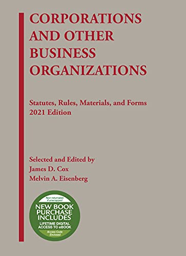 9781647089023: Corporations and Other Business Organizations: Statutes, Rules, Materials, and Forms, 2021 (Selected Statutes)