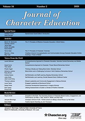 Stock image for Journal of Character Education Volume 16 Number 2 2020 for sale by Chiron Media