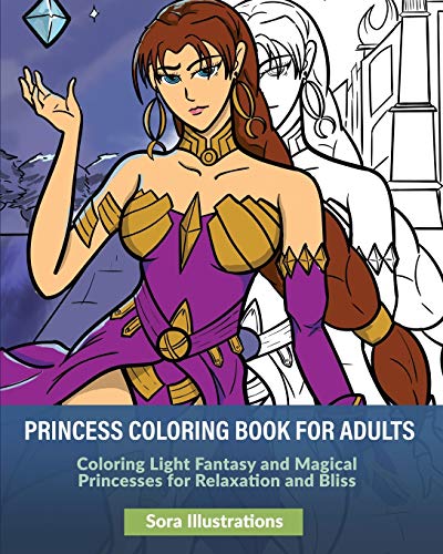 Imagen de archivo de Princess Coloring Book for Adults: Coloring Light Fantasy and Magical Princesses for Relaxation and Bliss [Soft Cover ] a la venta por booksXpress