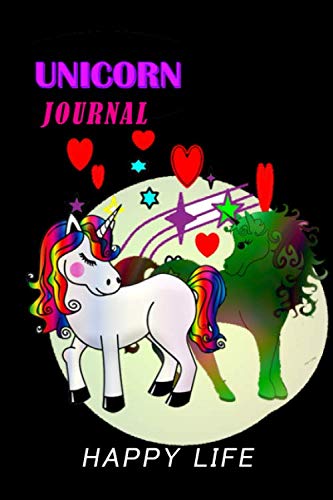 Stock image for UNICORN JOURNAL HAPPY LIFE: Composition Notebook Glitte Unicorn and Rainbow Pastel Hue Marble Journal for Girls, Kids, School, Students and Teachers (Wide Ruled 6 x 9, 120 pages) for sale by Revaluation Books
