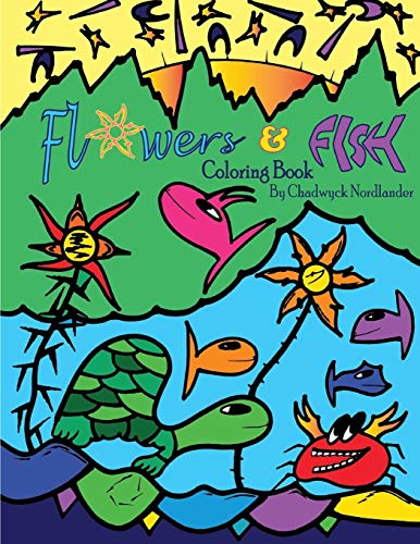 Imagen de archivo de Flowers and Fish: Coloring Book for Kids Ages 4-8 (Ocean, Sea Creatures, Sea Life, Turtles, Tropical, Dinosaurs) [Soft Cover ] a la venta por booksXpress