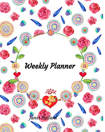 Imagen de archivo de Weekly Planner: Red Roses and Blue Leaves One Year Monthly Undated Planner a la venta por Revaluation Books