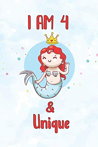 Stock image for I am 4 & Unique: Funny Magical Mermaid Blank Lined Notebook Draw and Write birthday gift for 4 year old girl, K-2, Glossy Cover, 110 Dotted Midline . mom and dad for early childhood education for sale by Revaluation Books