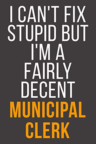 Stock image for I Can't Fix Stupid But I'm A Fairly Decent Municipal Clerk: Funny Blank Lined Notebook For Coworker, Boss & Friend for sale by Bookmonger.Ltd