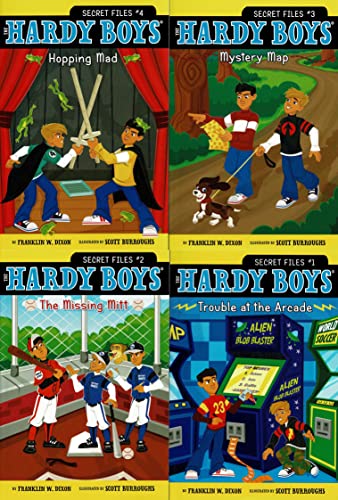 Imagen de archivo de The Hardy Boys - Hopping Mad, Mystery Map, My Missing Mitt, Trouble at the Arcade - secret files vol.1-4 - Children's Book (Set of 4 Books) a la venta por Gulf Coast Books