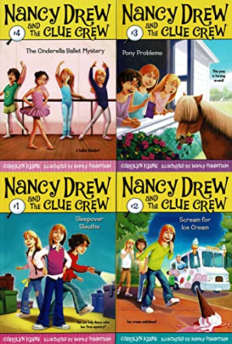 Stock image for Nancy Drew and the Clue Crew - The Cinderella Ballet Mystery, Pony Problems, Sleepover Sleuths, Scream for Ice Cream vol.1-4 - Children's Book(Set of 4 Books) for sale by Gulf Coast Books