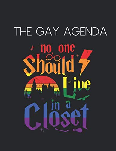 Stock image for The Gay Agenda: No One Should Live In A Closet Lgbt Gay Pride Rainbow Blank Ruled Lined Notebook 110 Pages 8.5in x 11in Composition Book Journal Lovely for Learning Creative Drawing for sale by Revaluation Books