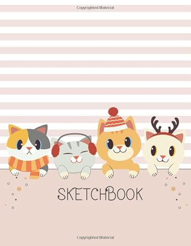 Beispielbild fr Sketchbook: Cute cats kawaii kitten cover (8.5 x 11) inches 109 pages, Blank Unlined Paper for Sketching, Drawing , painting , watercolor, pencil . (Cute cats on white sketchbook) (Volume 2) zum Verkauf von Revaluation Books