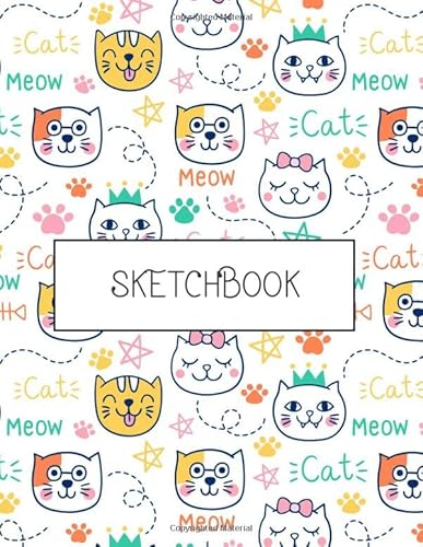 Beispielbild fr Sketchbook: Cute cats kawaii kitten cover (8.5 x 11) inches 109 pages, Blank Unlined Paper for Sketching, Drawing , painting , watercolor, pencil . (Cute cats on white sketchbook) (Volume 8) zum Verkauf von Revaluation Books