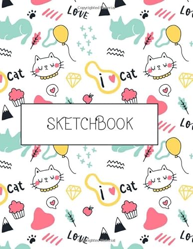 Beispielbild fr Sketchbook: Cute cats kawaii kitten cover (8.5 x 11) inches 109 pages, Blank Unlined Paper for Sketching, Drawing , painting , watercolor, pencil . (Cute cats on white sketchbook) (Volume 3) zum Verkauf von Revaluation Books