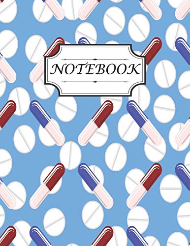 Stock image for Notebook: With colourful adorable pills seamless pattern on blue background perfect for writing notes journal and gift idea for pharmacy technician . college (size 8.5x11 inches college ruled) for sale by Revaluation Books