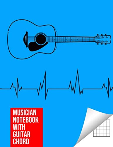 Stock image for Musician Notebook with Guitar Chord - Guitar/Bass Fretboard Paper Cool Bassist Gift For A Bass Player Notebook guitar chords in light blue color Cover for sale by Revaluation Books