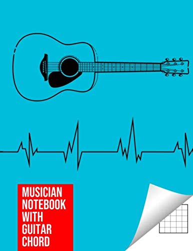 Stock image for Musician Notebook with Guitar Chord - Guitar/Bass Fretboard Paper Cool Bassist Gift For A Bass Player Notebook guitar chords in cyan color Cover for sale by Revaluation Books