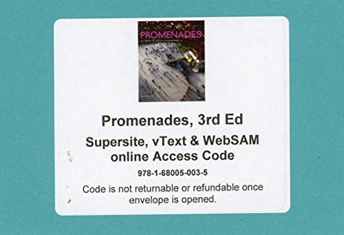 Stock image for Promenades 3rd Ed Supersite, vText and WebSAM Code ** CODE ONLY** for sale by Wrigley Books