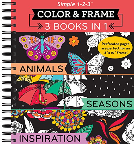 Imagen de archivo de Color & Frame - 3 Books in 1 - Animals, Seasons, Inspiration (Adult Coloring Book) a la venta por ZBK Books