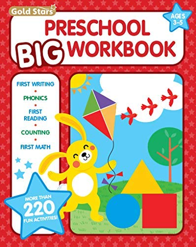 Stock image for Preschool Big Workbook Ages 3 - 5: 320 Pages, Letter and Numbers Tracing, Early Math, First Writing, Phonics, Alphabet and more (Gold Stars) for sale by KuleliBooks