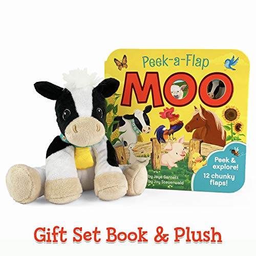 Stock image for Moo Peek-a-Flap Gift Set: Includes Lift-A-Flap Board Book and Cuddly Plush Toy Friend for Birthdays, Baby Showers, Christmas and Easter Basket Stuffers for sale by Books Unplugged