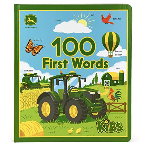 Stock image for John Deere 100 First Words: More Than 100 Words to Spark Curious Young Toddler Minds About Farm, Construction and More! (John Deere Kids) for sale by Reliant Bookstore