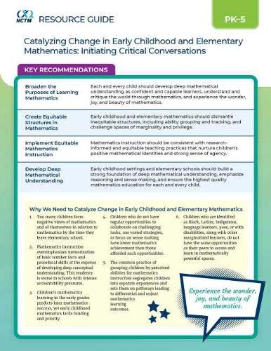 Stock image for CATALYZING CHANGE IN EARLY CHILDHOOD AND ELEMENTARY MATHEMATICS (Pamphlet) for sale by Revaluation Books