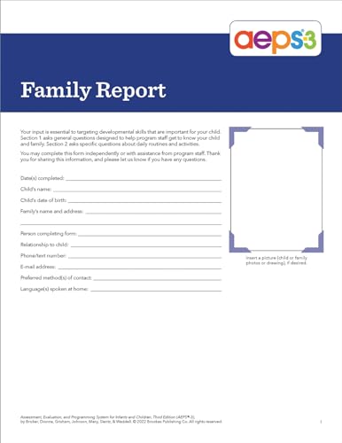 9781681255286: Assessment, Evaluation, and Programming System for Infants and Children (AEPS-3): Family Report