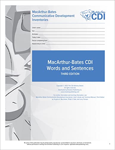 Stock image for MacArthur-Bates Communicative Development Inventories (CDI) Words and Sentences Forms for sale by Blackwell's