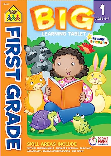 Beispielbild fr School Zone - First Grade Big Learning Tablet Workbook - 240 Pages, Ages 6 to 7, Stickers, Addition, Subtraction, Vowels, Sentence Completion, and More (Easy-Tear Top Bound Workbook) zum Verkauf von Goodwill of Colorado