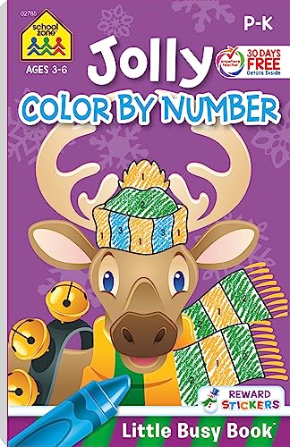 Stock image for School Zone - Jolly Color by Number Workbook - Ages 3 to 6, Preschool to Kindergarten, Holiday, Christmas, Coloring, Stickers, and More (Jolly Workbooks Little Busy Book) for sale by GF Books, Inc.