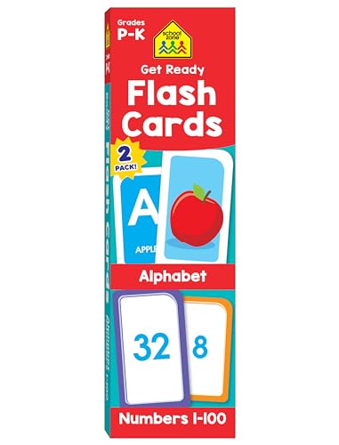 Stock image for School Zone - Get Ready Flash Cards Alphabet & Numbers 2 Pack - Ages 4 to 6, Preschool to Kindergarten, ABCs, Uppercase and Lowercase Letters, Numbers 1-100, Counting, and More for sale by Lakeside Books
