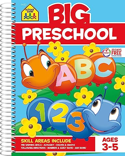 Beispielbild fr School Zone - Big Preschool Workbook - 320 Spiral Pages, Ages 3 to 5, Colors, Shapes, Numbers, Early Math, Alphabet, Pre-Writing, Phonics, Following Directions, and More (Big Spiral Bound Workbooks) zum Verkauf von KuleliBooks