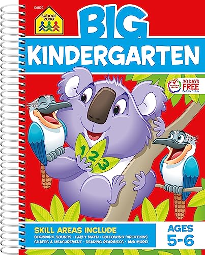 Stock image for School Zone - Big Kindergarten Workbook - 320 Spiral Pages, Ages 5 to 6, Early Reading and Writing, Numbers 0-20, Basic Math, Matching, Story Order, and More (Big Spiral Bound Workbooks) for sale by Books Unplugged