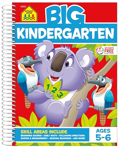 Stock image for School Zone - Big Kindergarten Workbook - 320 Spiral Pages, Ages 5 to 6, Early Reading and Writing, Numbers 0-20, Basic Math, Matching, Story Order, and More (Big Spiral Bound Workbooks) for sale by Goodwill Books