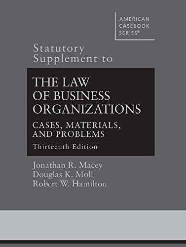 Beispielbild fr Statutory Supplement to The Law of Business Organizations, Cases, Materials, and Problems (American Casebook Series) zum Verkauf von BooksRun