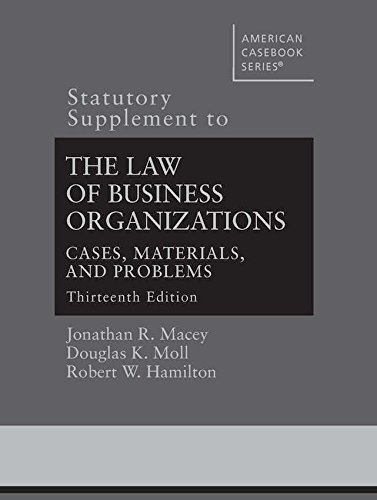 Imagen de archivo de Statutory Supplement to The Law of Business Organizations, Cases, Materials, and Problems (American Casebook Series) a la venta por HPB-Red