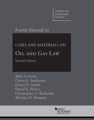Beispielbild fr Forms Manual to Cases and Materials on Oil and Gas Law (American Casebook Series) zum Verkauf von LibraryMercantile