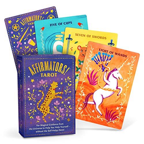 Beispielbild fr Affirmators! Tarot Cards Deck - Daily Tarot Cards with Positive Affirmations For Magical Guidance from the Universe to Help You Help Yourself without the Self-Helpy-Ness. zum Verkauf von INGARDIO