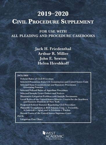 Beispielbild fr Civil Procedure Supplement, for Use with All Pleading and Procedure Casbooks, 2019-2020 (American Casebook Series) zum Verkauf von SecondSale