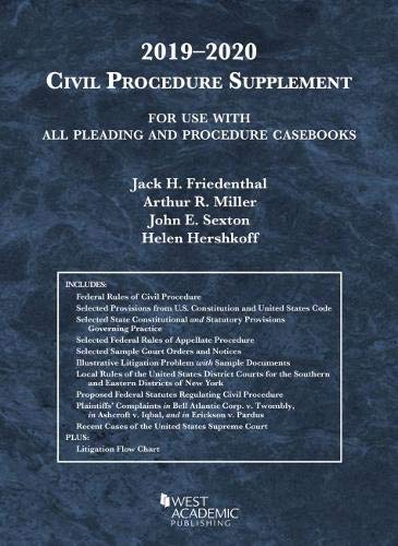 9781684671441: Civil Procedure Supplement, for Use with All Pleading and Procedure Casebooks, 2019-2020 (American Casebook Series)