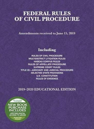 Stock image for Federal Rules of Civil Procedure, Educational Edition, 2019-2020 for sale by Better World Books