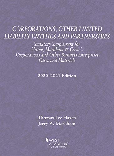 Beispielbild fr Corporations, Other Limited Liability Entities and Partnerships, Statutory Supplement, 2020-2021 (Selected Statutes) zum Verkauf von BooksRun