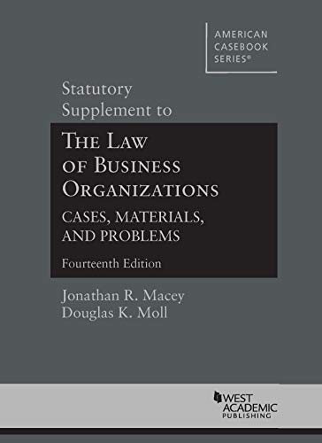 Stock image for Statutory Supplement To The Law Of Business Organizations, Cases, Materials, And Problems 14 Revised edition for sale by GreatBookPrices