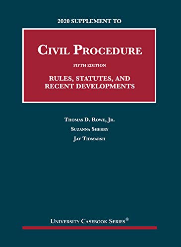 Beispielbild fr 2020 Supplement to Civil Procedure, 5th, Rules, Statutes, and Recent Developments zum Verkauf von Better World Books