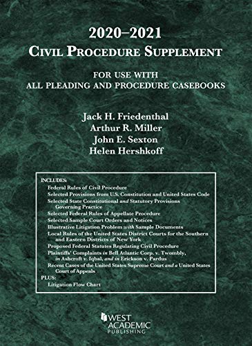 Imagen de archivo de Civil Procedure Supplement, for Use with All Pleading and Procedure Casebooks, 2020-2021 (American Casebook Series) a la venta por SecondSale