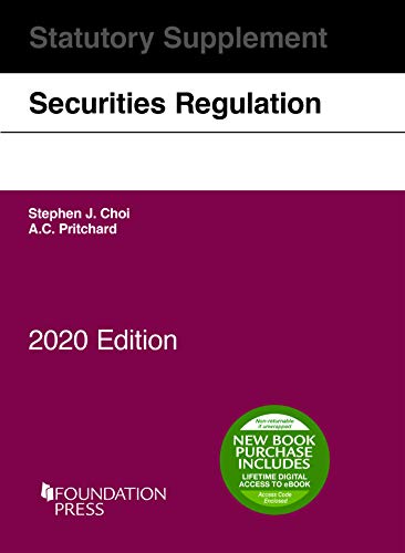 Beispielbild fr Securities Regulation Statutory Supplement, 2020 Edition zum Verkauf von Better World Books